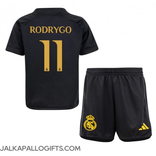 Real Madrid Rodrygo Goes #11 Kolmas Peliasu Lasten 2023-24 Lyhythihainen (+ Lyhyet housut)